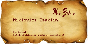 Miklovicz Zsaklin névjegykártya